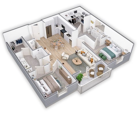 Floor plan for 2 beds, 2 baths, 1150 sqft